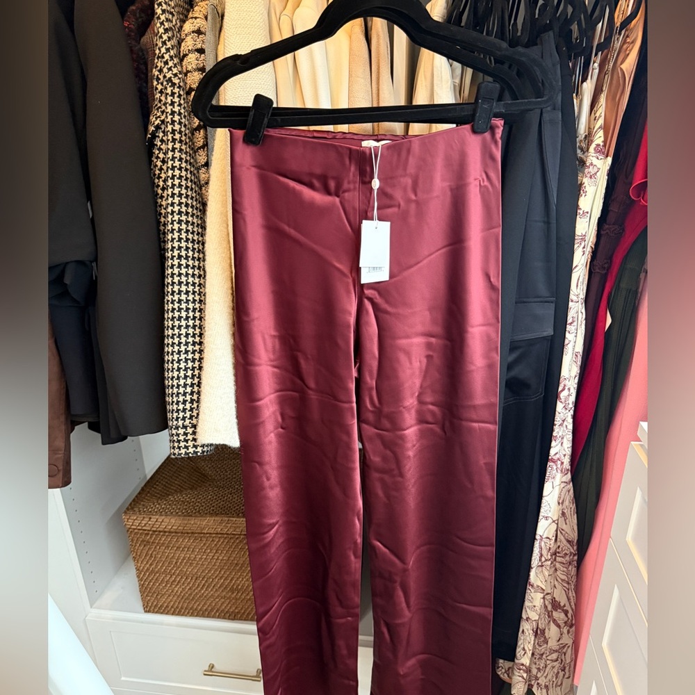 Cami NYC Satin Burgundy Trousers